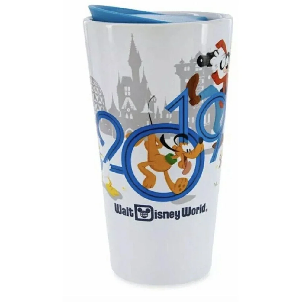 New Walt Disney World 2019 Mickey Mouse Travel Tumbler with Lid Ceramic Mug